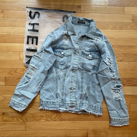 SHEIN Blue Ripped Denim Jacket - Picture 6 of 9